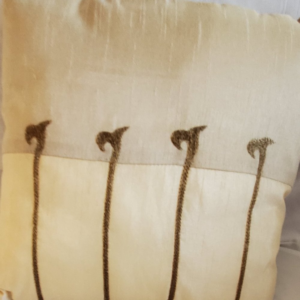 Cream Two Tone Silky with Brown Design Pillows